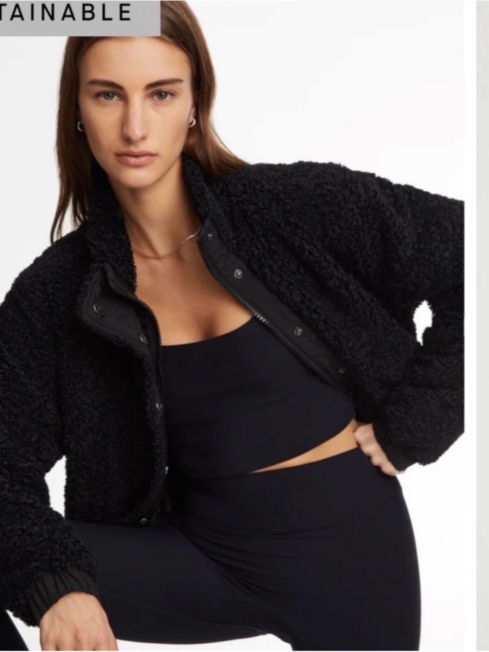WSLY Black Teddy Sherpa Bomber Jacket